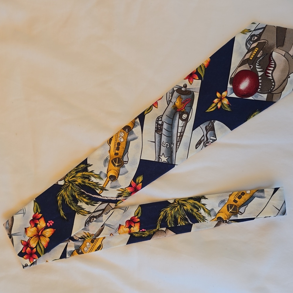 Men's Vintage Hilo Hattie Hawaii Aviation Airplane Tropical Neck Tie